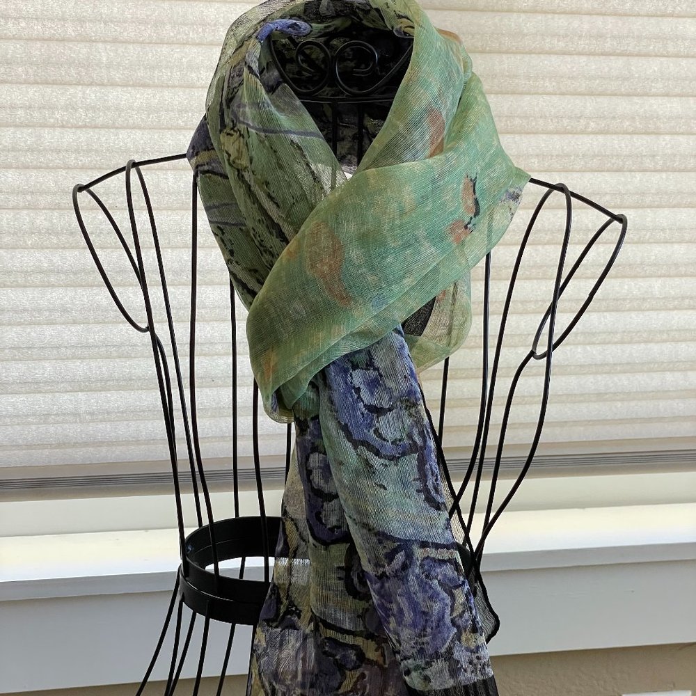 Beautiful C.C.C. Watercolor Floral Scarf